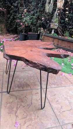 Live Edge Redwood Slab Coffee Table