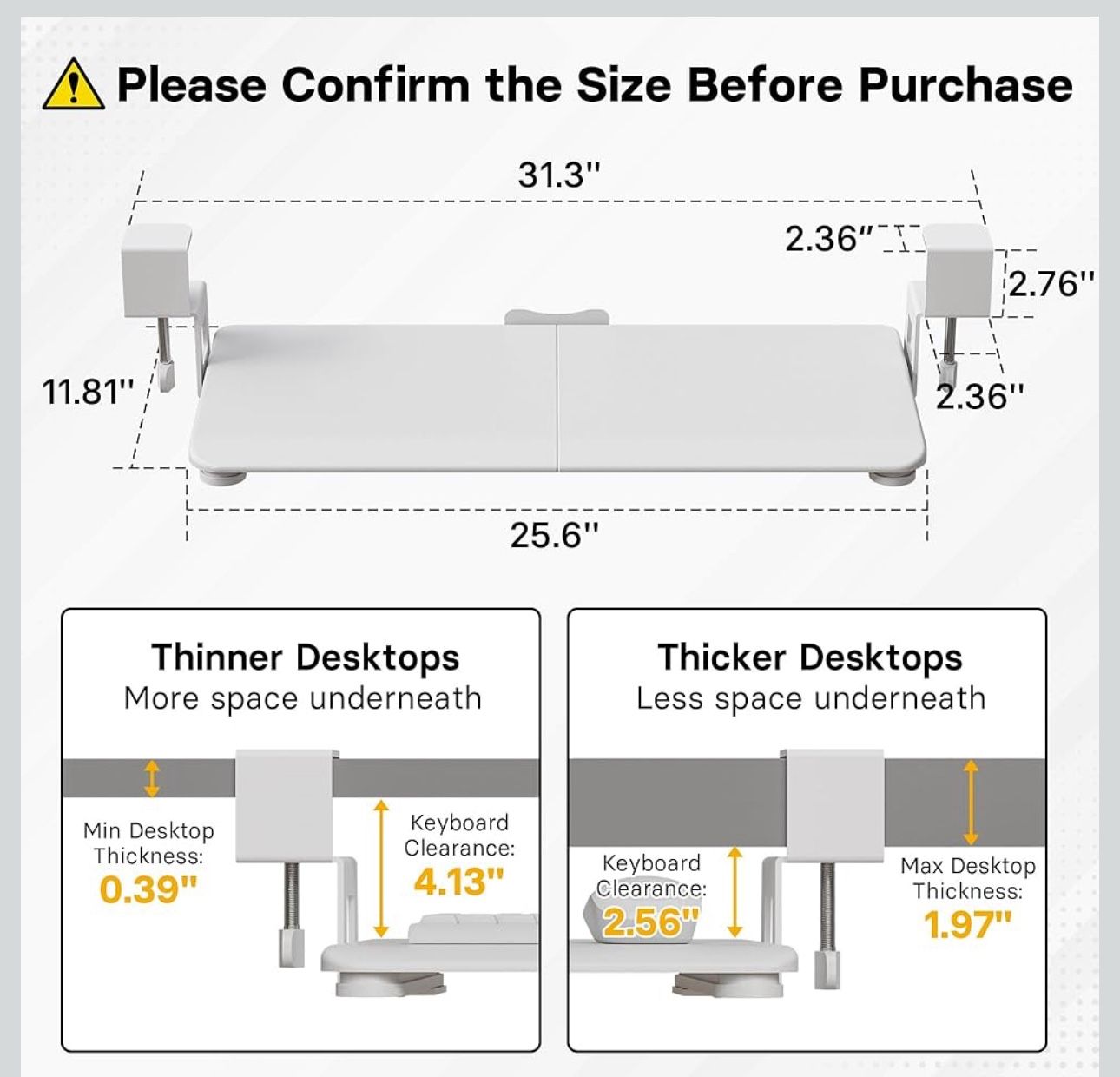 Pull-Out Keyboard & Mouse Platform with C-Clamp