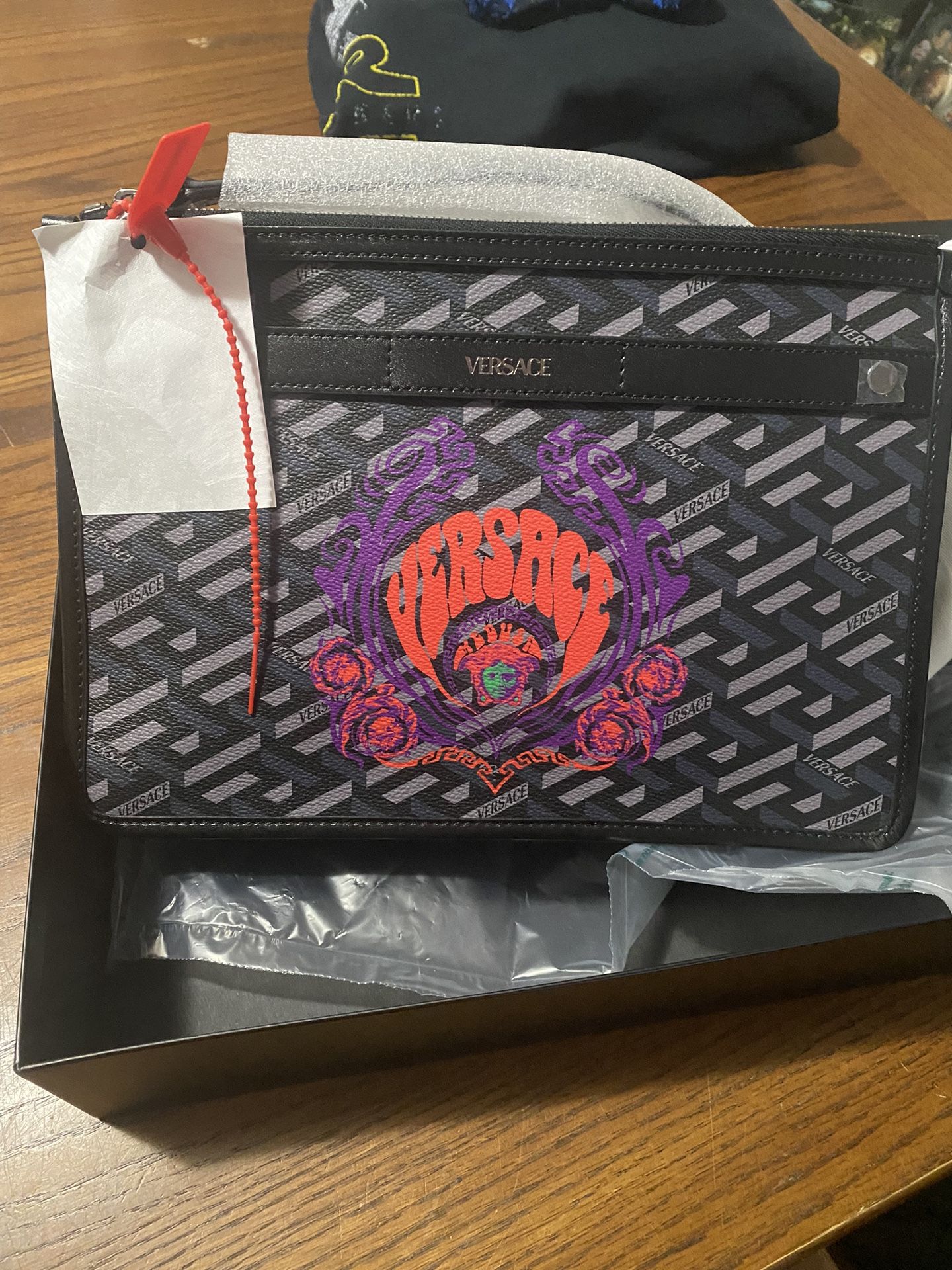 Versace Medusa Coated Canvas & Leather Shoulder Bag