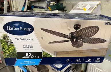 Tilghman II 52 in Aged Bronze with Brown Blades indoor outdoor ceiling fan