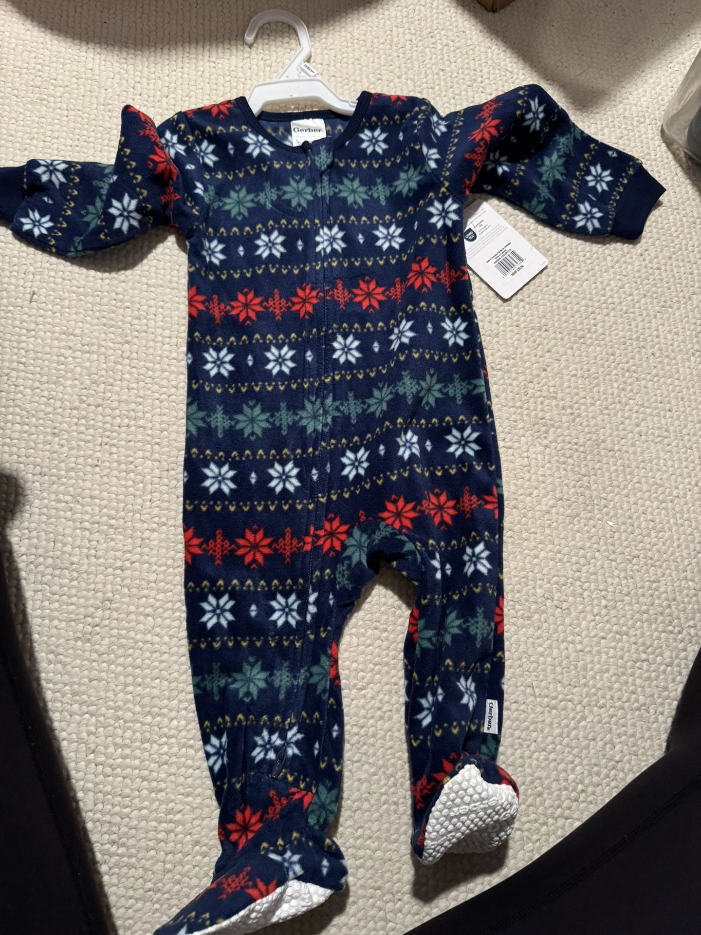 New Baby Boy Zipper Fleece Onesie Christmas 12 Months