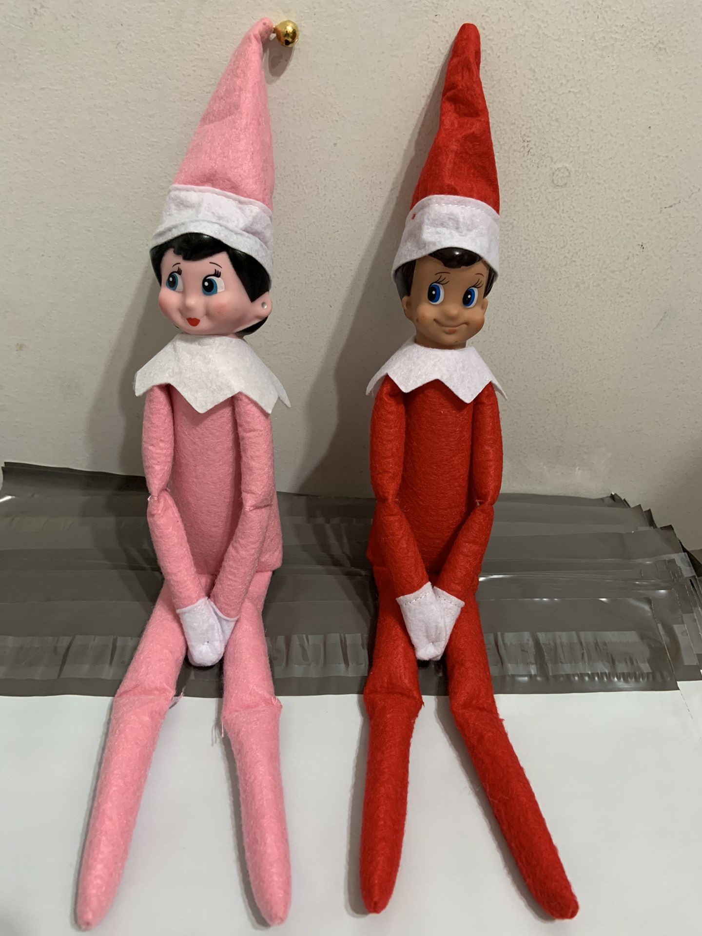 New Elf on the shelf 1 Red Boy and 1 Pink Girl Dolls Plush Set High Quality Great Christmas Gift