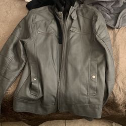 Grey Leather Jacket From Guess