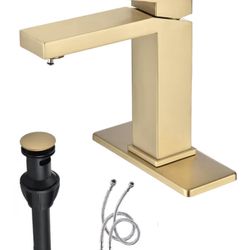 Bathroom Sink Faucet Brushed Gold Single Handle - New In Box 