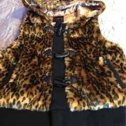 Faux Fur Leopard Hooded Vest