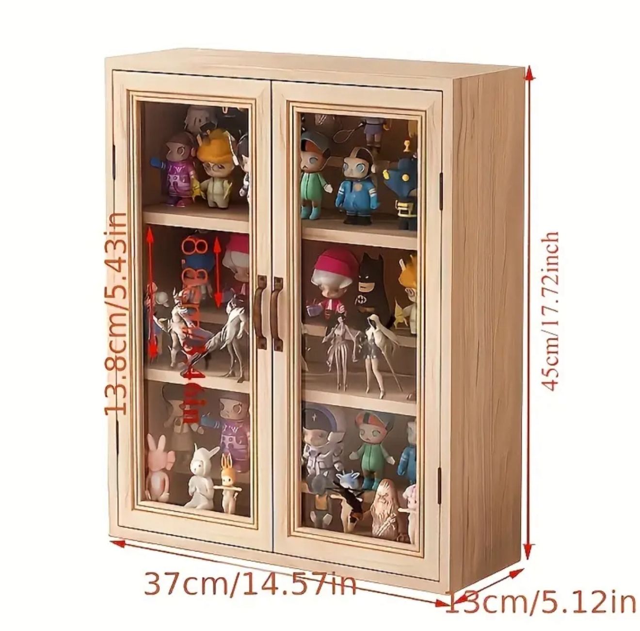 Small Removable Shelves Wooden Display Cabinet