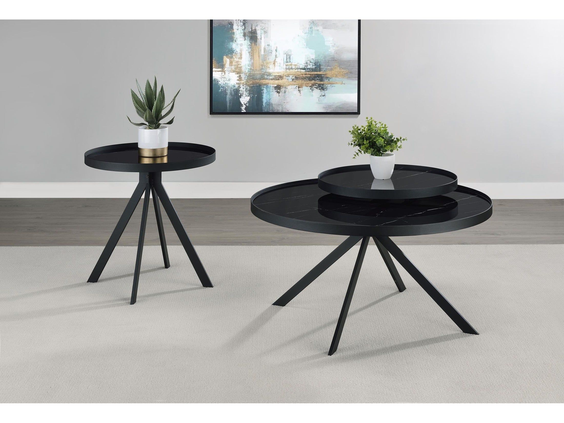 Briggs Black 2-piece Round Coffee and End Table Set