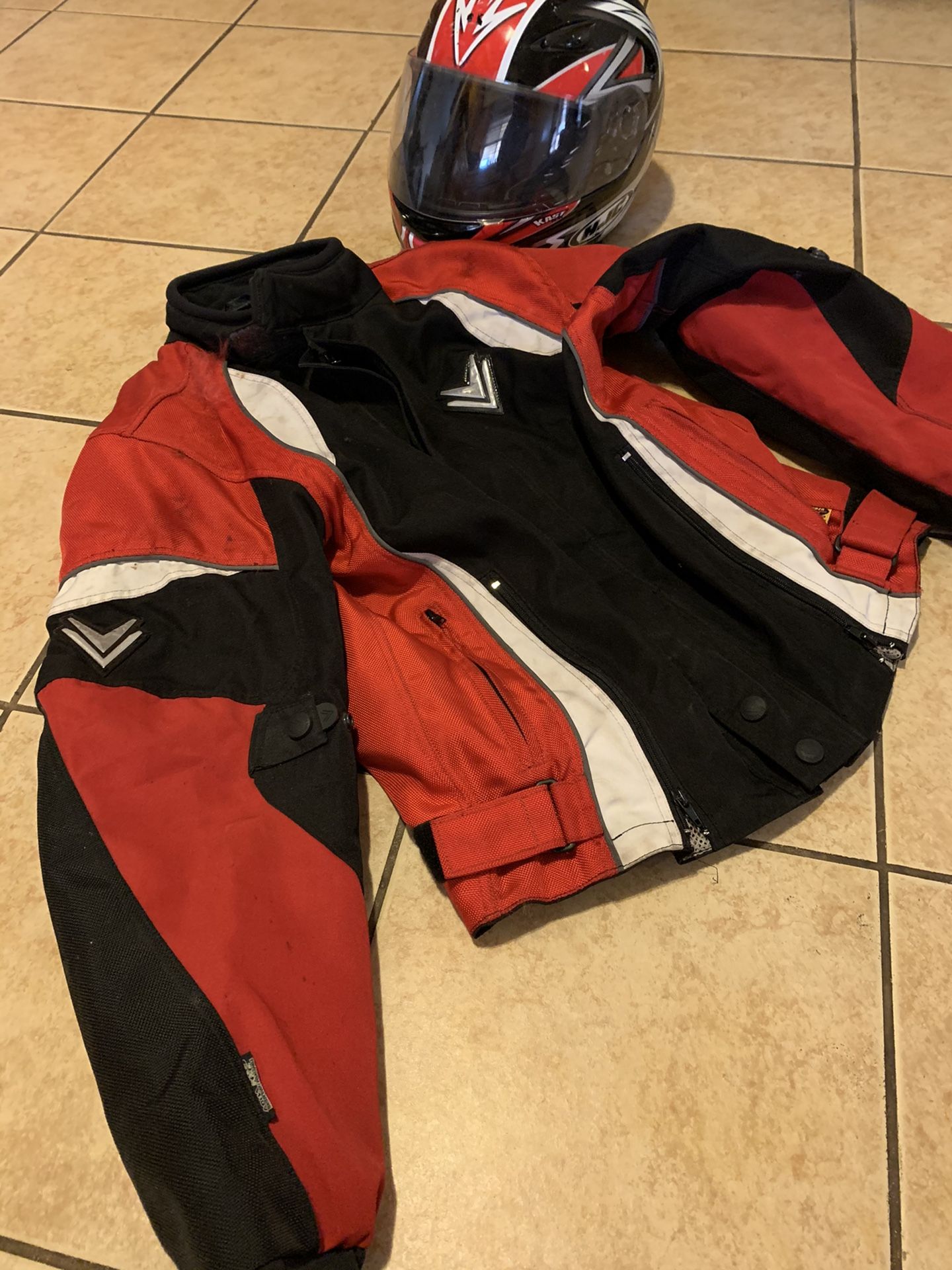 Motorcycle Helmet and Jacket.