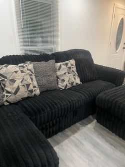 Soft black L couch