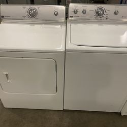 MAYTAG COMMERCIAL QUALITY XL WASHER & DRYER ELECTRIC TOP LOAD SET WORKS GREAT FREE WARRANTY ATTACHMENTS 
