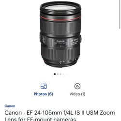Canon - EF 24-105mm f/4L IS II USM Zoom Lens for EF-mount cameras