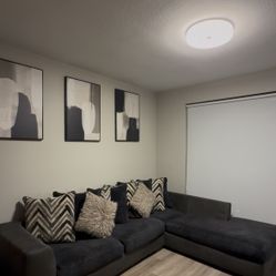 Modern Charcoal L-Shape Sectional w/ Pillows – Minimalist Style