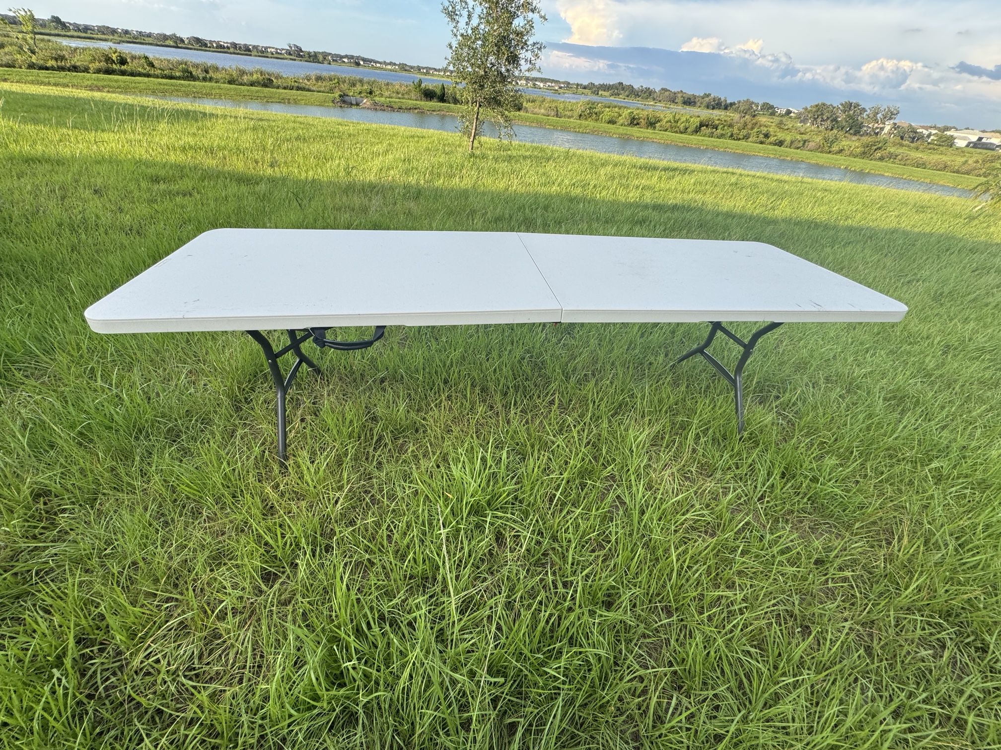Lifetime 8 ft. White Gray Sand Granite Plastic Top Folding Banquet Table (Commercial)