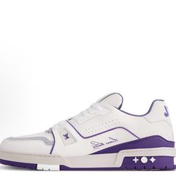 LOUIS VUITTON Trainer Cowhide Eye-catching tone highlighting design White and purple(s119)85