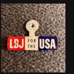 Rare ‘64 Lyndon Johnson LBJ for the USA Campaign Lapel or Pocket Metal Button
