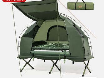 1-Person Waterproof Camping Tent Cot with Air Mattress, Pillow, Sleeping Bag