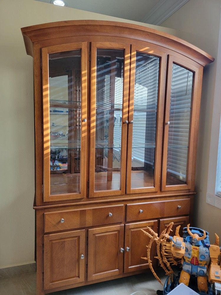2 Piece China Cabinet With Working Top Light