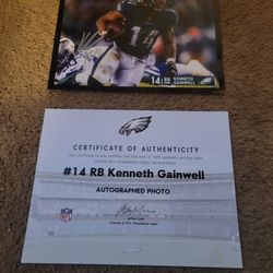 Kenneth Gainwell Signed Photo With COA 