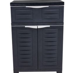 New, Just Built, Indoor Outdoor Resin storage cabinet With Drawer 