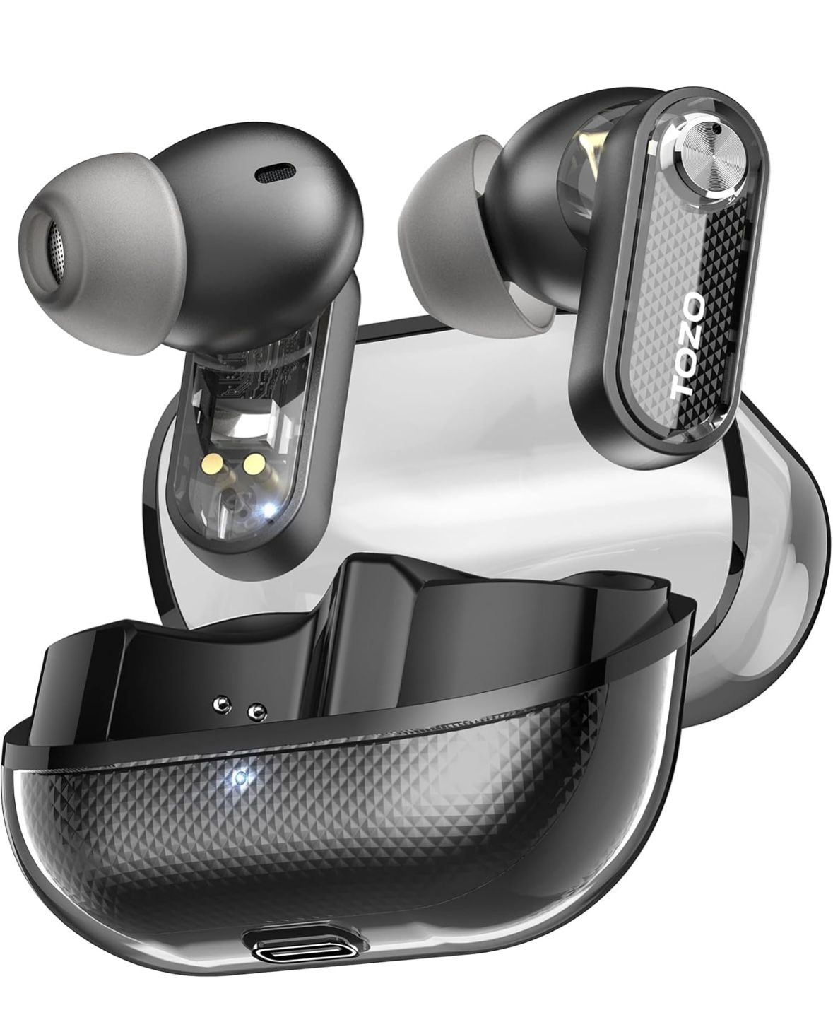 TOZO Crystal Pods Hybrid Active Noise Cancelling Wireless Earbuds