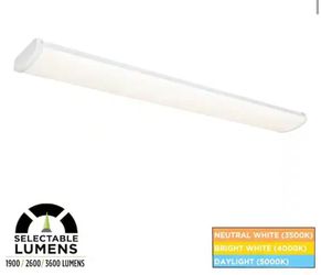 Commercial Electric 4 ft. x 6 in. 1900/2600/3600 Lumen LED White Wraparound Light, Selectable CCT, Dimmable@T4-541