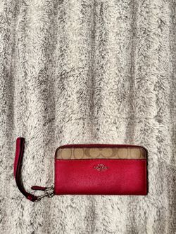 Coach Red Leather Zip Wallet Wristlet