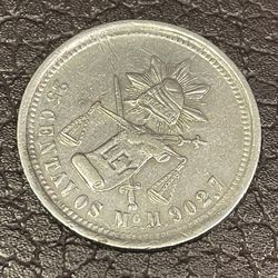 25 centavos 1882 , Mexico Antique Coin 