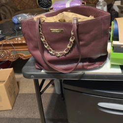 Michael Kors Burgundy Leather Chain Tote B