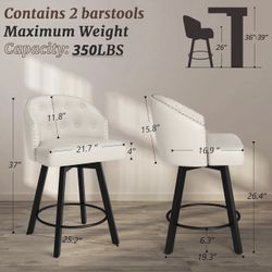 Retro Counter Stools for Kitchen Island, Dining Room, Pub, Antique White