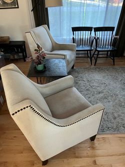 2 White Armchairs