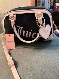 Juicy Couture Black Velour Mini Bowler Bag
