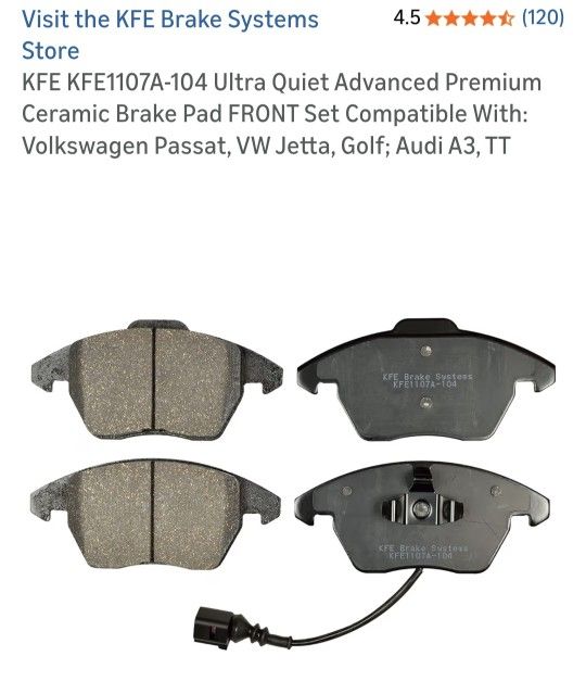 Brand New Ceramic KFE Front Brake Pads Ultra Quiet Advance Premium For VOLKSWAGEN BNIB NEVER USED