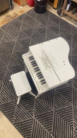 White Mini Grand Piano Toy with Bench