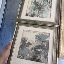Pair of Vintage Asian Landscape Prints