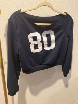 Navy Crop Sweatshirt Number 80 and pants
