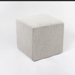 Lynwood Square Upholstered Cube Ottoman Tan Stripe - Threshold Designed With Studio Mcgee