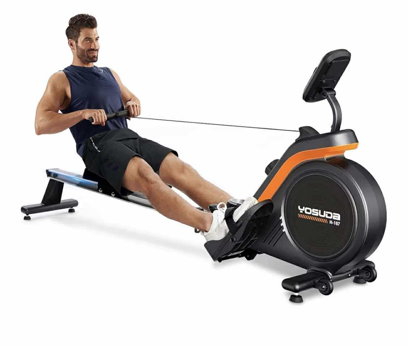 Used-YOSUDA Magnetic Rowing Machine 350lbs Weight Capacity with Bluetooth, Foldable Rower for Home Use