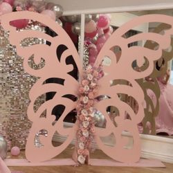 8ft Wooden Butterfly Wings Cutout Backdrop Stand Party Decoration 