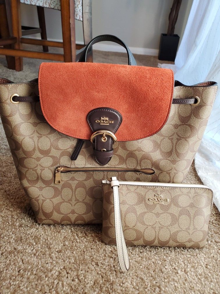 Coach Backpack Kleo Multi Signature Canvas With Wallet