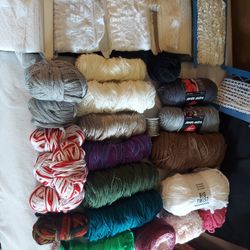 Yarn And Knitting Needles W/ Lace