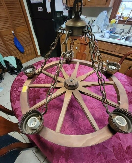 Vintage Wagon Wheel Ceiling Kitchen Lamp Light