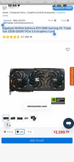 Gigabyte NVIDIA GeForce RTX 5090 Gaming OC Triple Fan 32GB GDDR7 PCIe 5.0 Graphics Card