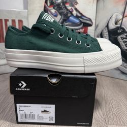 New Converse Chuck Taylor Lift Platform Womens Suede Green US 7.5, 8, 9 
