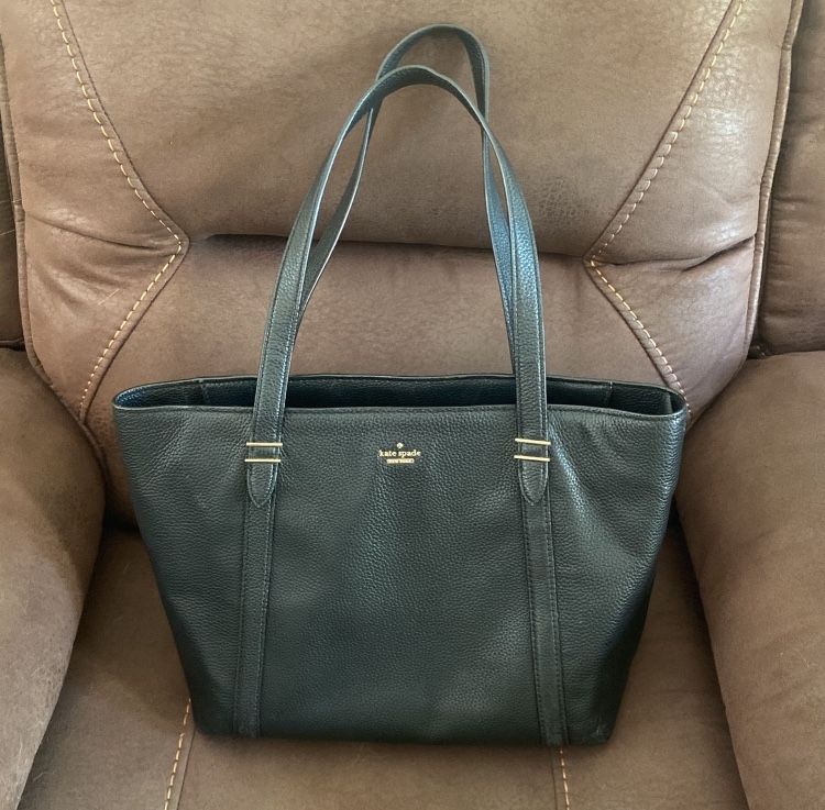 Kate Spade Black Leather Tote Handbag