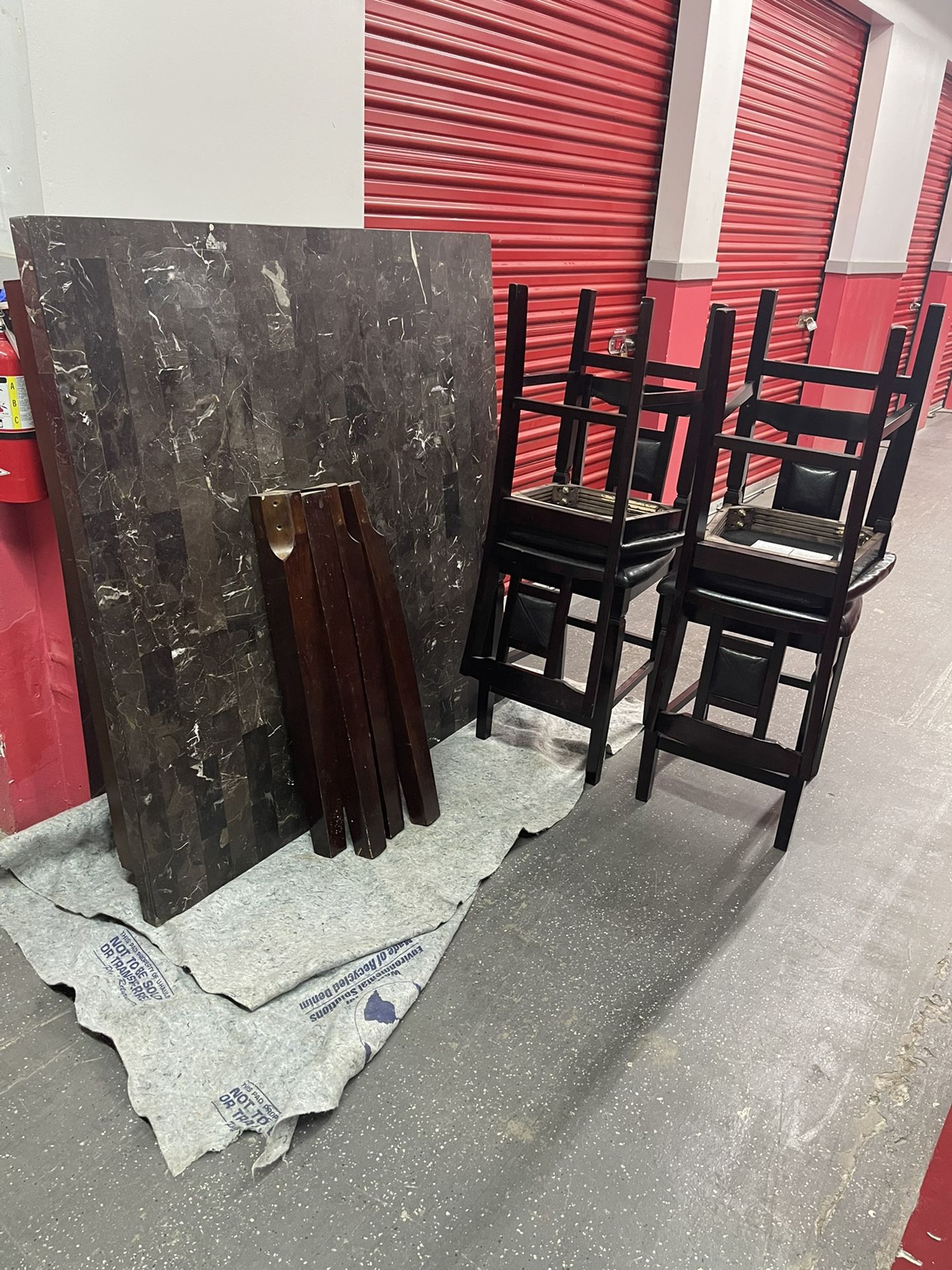 Marble Top Dining Table Set W/ 4 Dining Chairs
