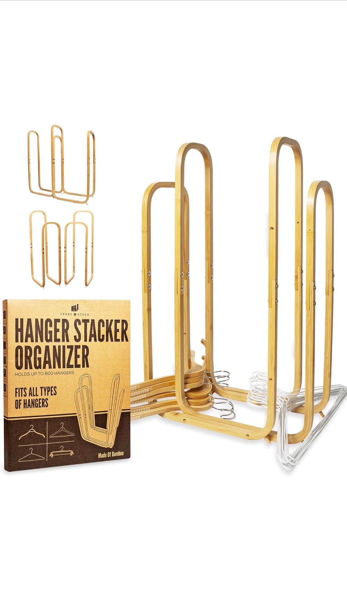 3-Way Adjustable Bamboo Hanger Organizer *Brand New*