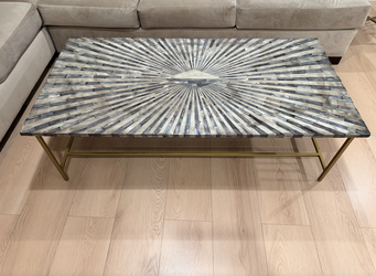 Prisma Bone Inlay 3-Piece Coffee Table Set – Brass Legs