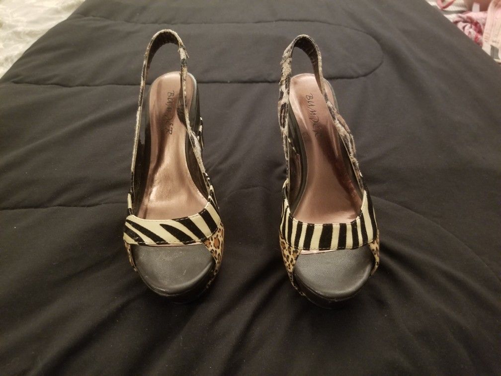 Brown wedge sexy shoes