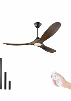Brand New 60” Wood Ceiling Fan with light and Remote Control, Indoor Outdoor