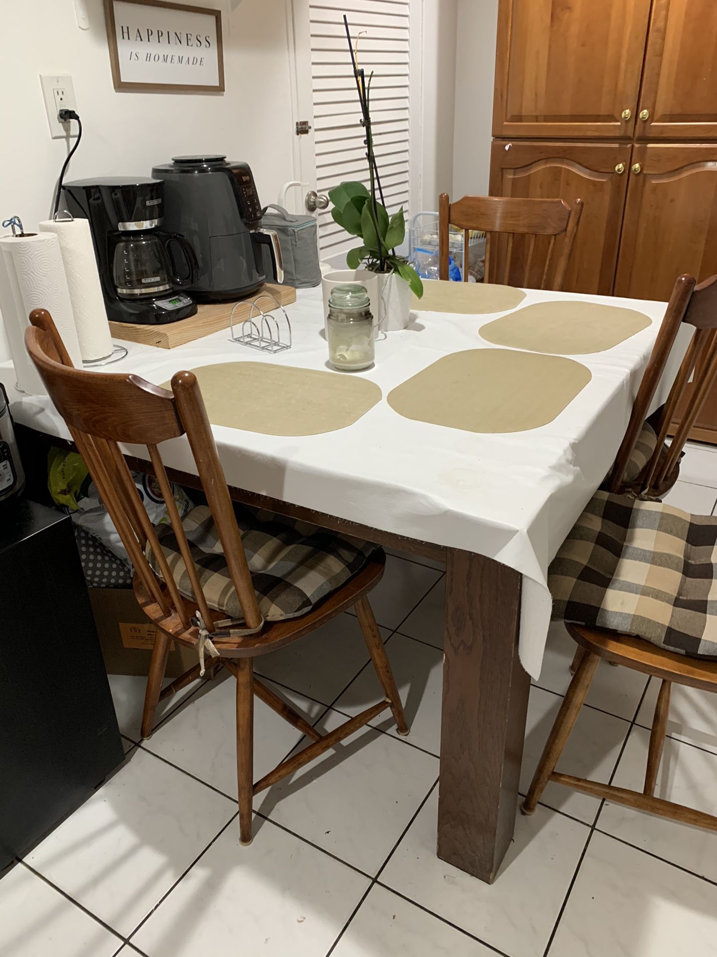 Solid wood table with 4 chairs